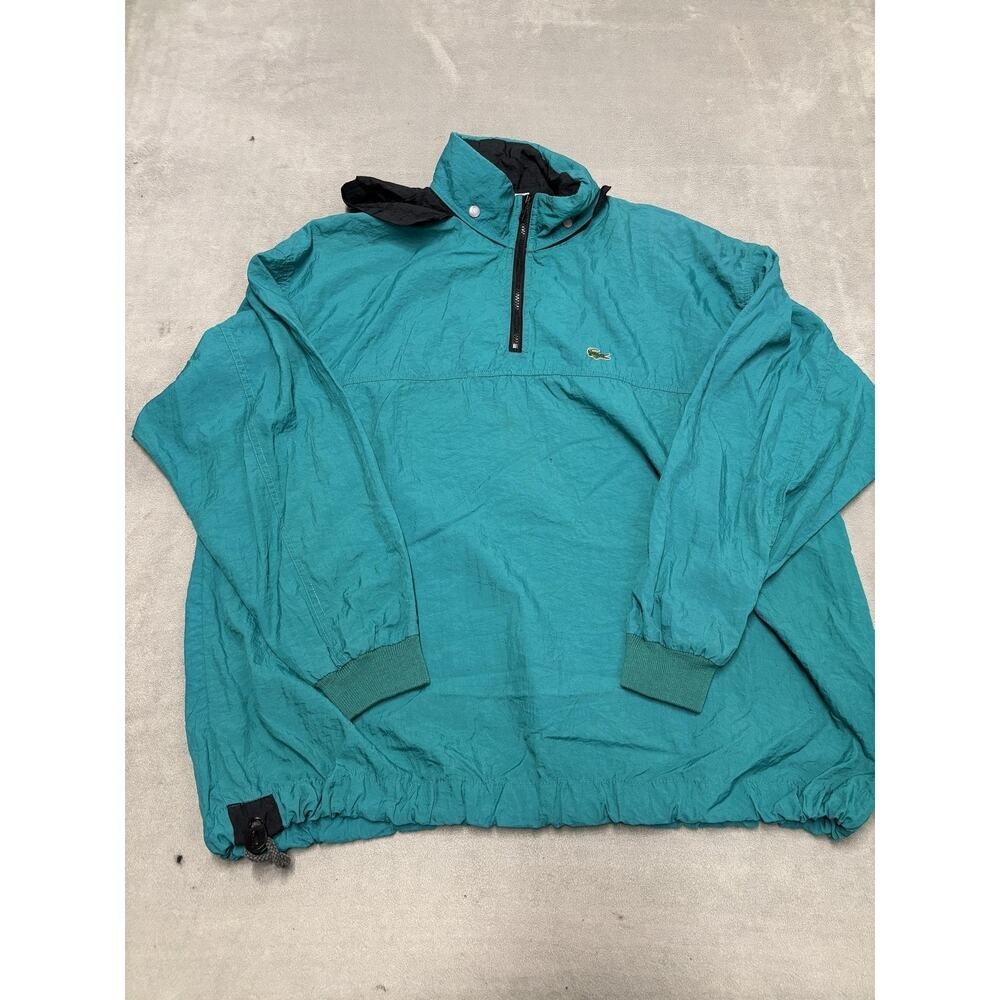 VINTAGE Lacoste Jacket Mens L/XL Pullover Windbreaker Hooded Quarter Zip 90s